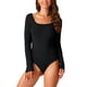 thumbnail image 1 of INSPIRAR CHIC Suéter de Cuerpo de Manga Larga con Cuello Cuadrado para Mujeres Otoño Invierno Blusa Casual Tops L Negro, 1 of 5