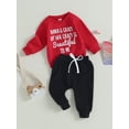 thumbnail image 3 of Bagilaanoe 2PCS Toddler Baby Boy Long Pants Set Letter Print Long Sleeve Sweatshirt Pullover Tops + Drawstring Sweatpants 6M 12M 18M 24M 3T Kids Casual Sweatsuits, 3 of 9