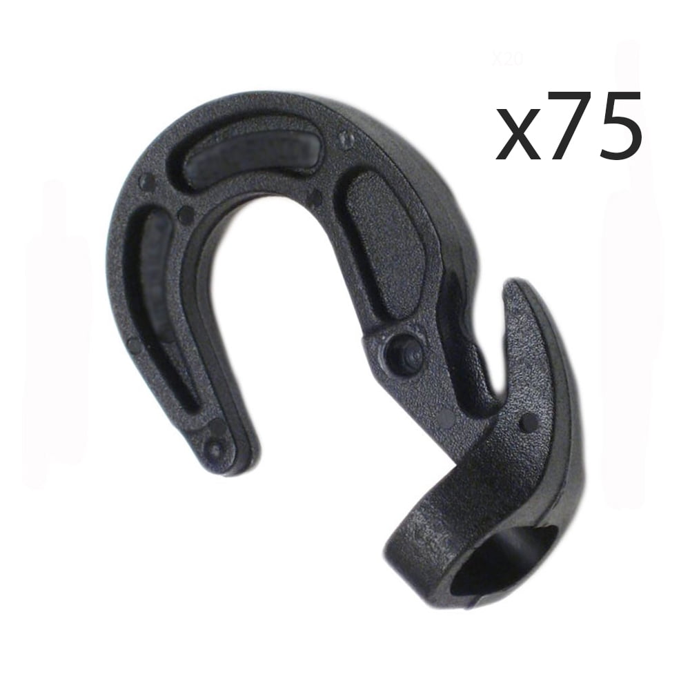 (75) Pack Heavy Duty Plastic Shock Cord Bungee Rope Hooks