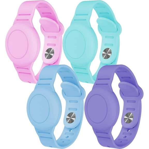 4 Pack Waterproof AirTag Bracelet for Kids, Hidden Silicone Wristband for AirTag, GPS Tracker Case for Air Tag Holder, Secure Anti-Loss Protection