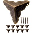 thumbnail image 1 of 5 Paquete de 12 esquinas de muebles de metal antiguo, esquinas de protección de bordes para cajas y muebles Estilo vintage Latón envejecido 40 clavos surtidos., 1 of 4