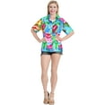 thumbnail image 6 of HAPPY BAY Women's Button Down Blouses Floral Summer Beach Party Shirt Blouse Short Sleeve Vacation Casual Button up Dress Tee Hawaiian Shirts for Women L Flower Leafs, Blue, 6 of 6