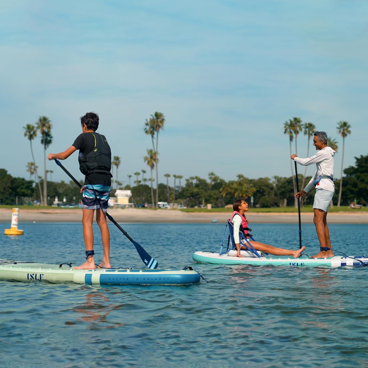 ISLE Pioneer Inflatable Stand Up Paddle Board-10.6x34x6in-max. 285lbs-Ice/Lumin/Slate