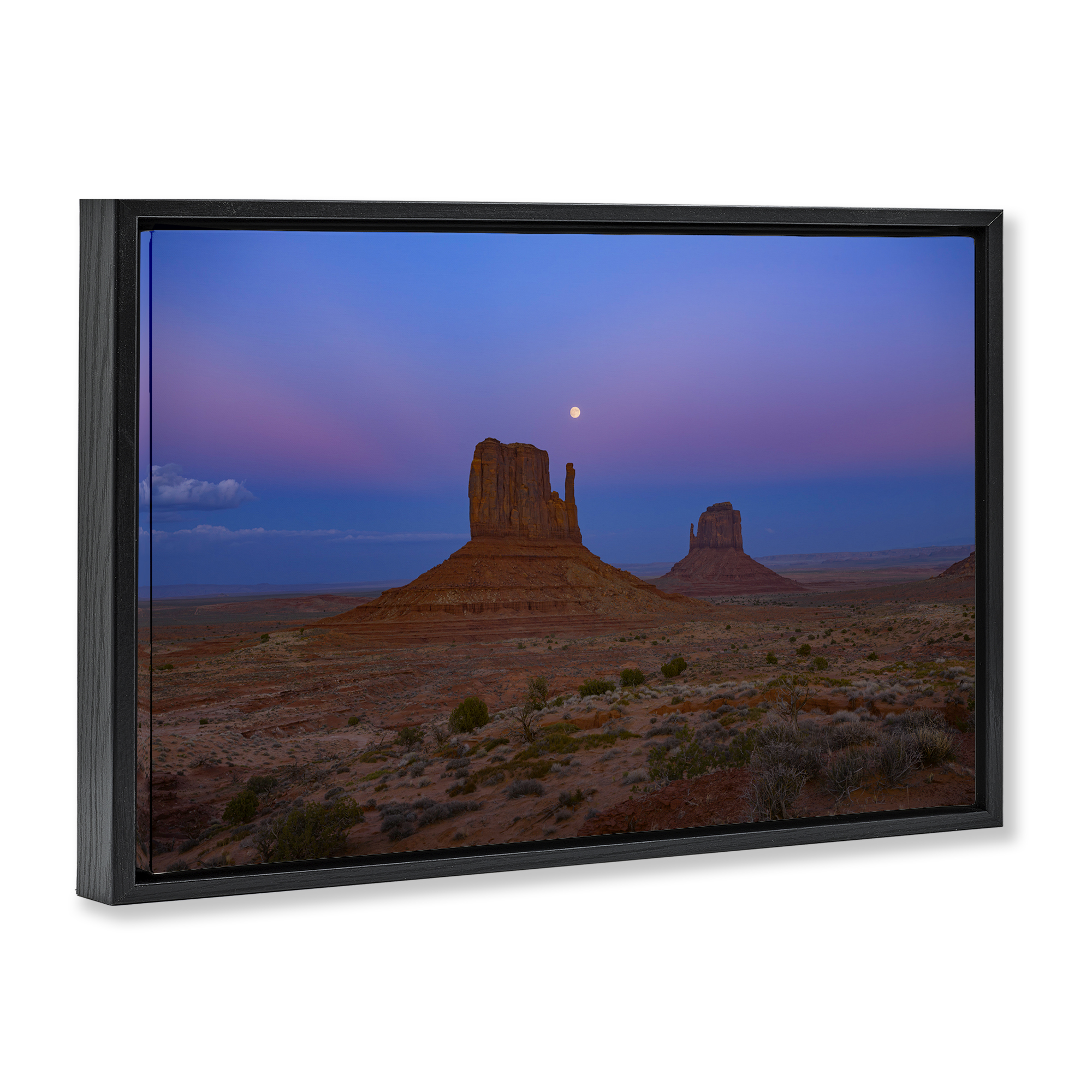 Stupell Industries Moon over Canyon Mesa Landscape & Nature Photography Black Floater Framed Canvas Art Print Wall Art, 31 x 21