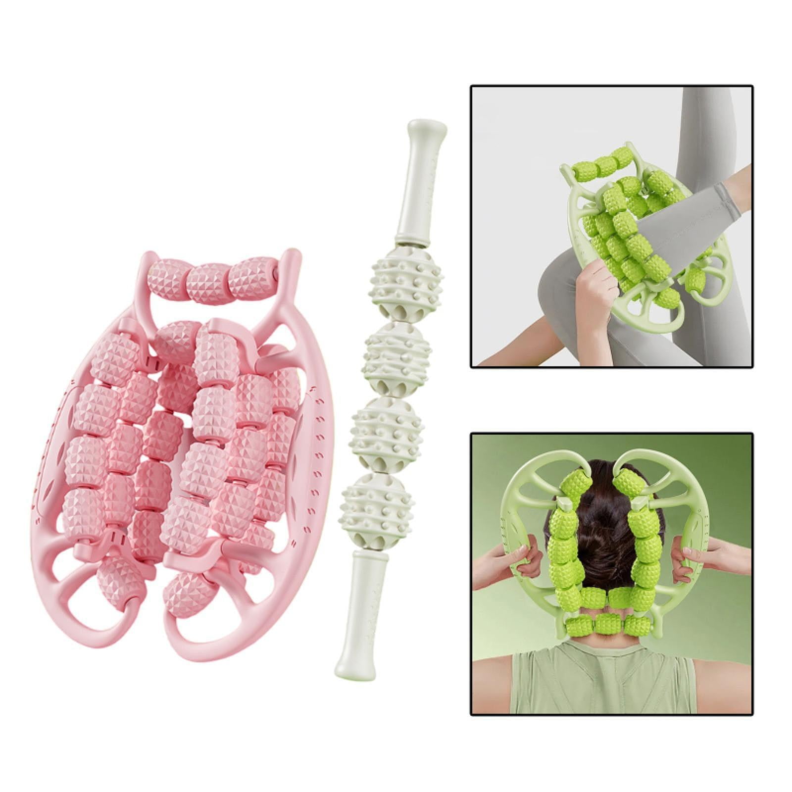 harayaa 2Pcs Muscle Relax Roller Foam Massage Rollers for Calf Elbow Hands Pink