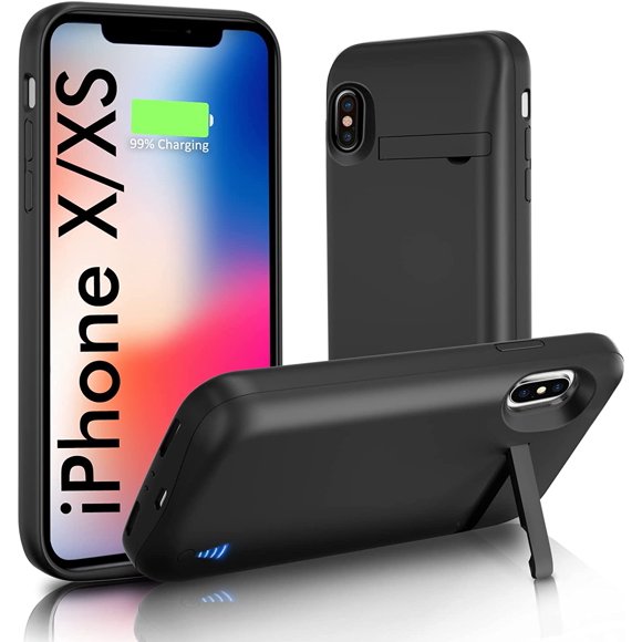 Battery Case for iPhone X/XS/10, 6000mAh Charging Case with Kickstand, Extend Battery Charger Case for X/XS/10 (5.8")