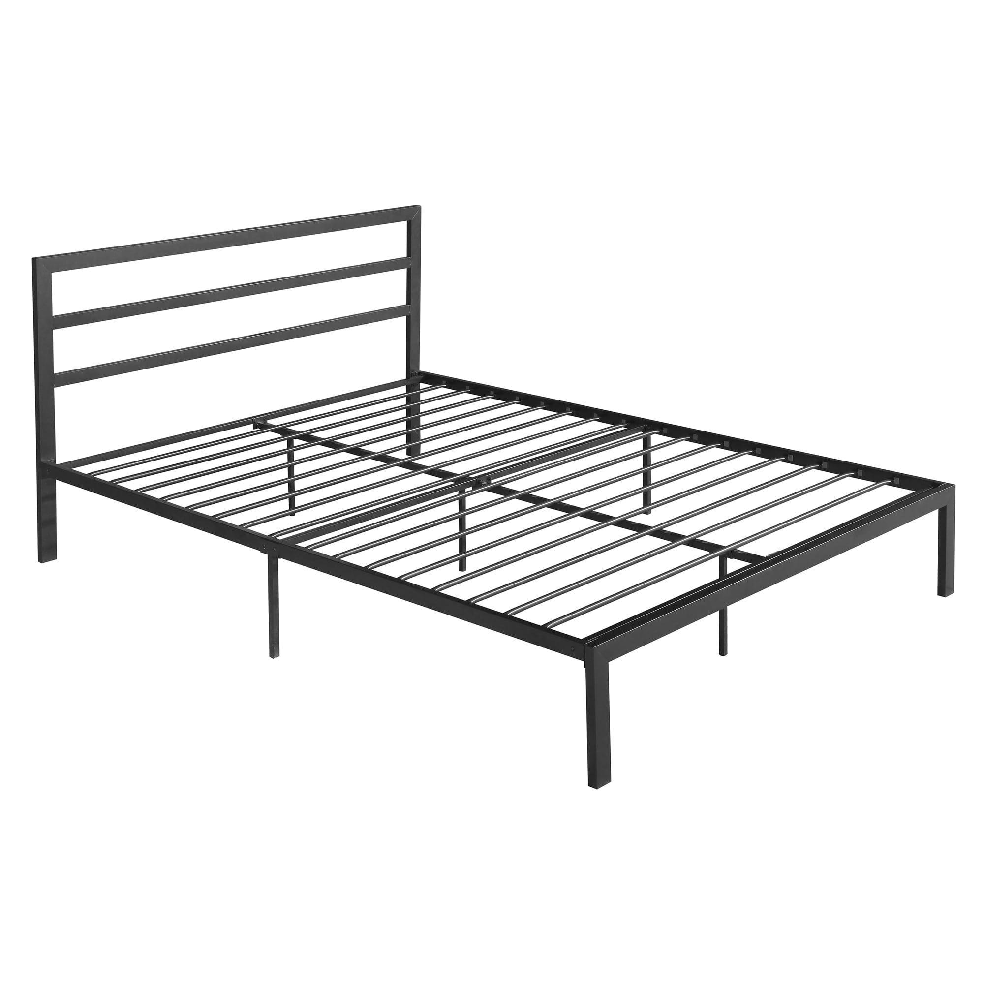 Gewnee Queen Size Metal Platform Bed Frame with Headboard and Footboard with Storage, No Box Spring Needed, Gray