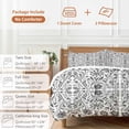 thumbnail image 6 of 3 Piece Black Grey Boho Duvet Cover Set Queen Size,Microfiber Comforter/Quilt Cover with Corner Ties and 2 Pillowcases,Ethnic Tribal Floral Abstract Art Aesthetics Soft Bedding with Zipper Closure, 6 of 8
