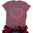 thumbnail image 6 of Mifsaly Womens Crewneck Short Sleeve Tops Summer Casual Rhinestone Heart Graphic T Shirts Loose Fit Dressy Daily Wear Sparkly Patriotic Fashion Tees M, 6 of 6