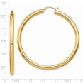 thumbnail image 4 of Real 14kt Yellow Gold Polished 4mm Lightweight Tube Hoop Earrings; for Adults and Teens; for Women and Men, 4 of 4