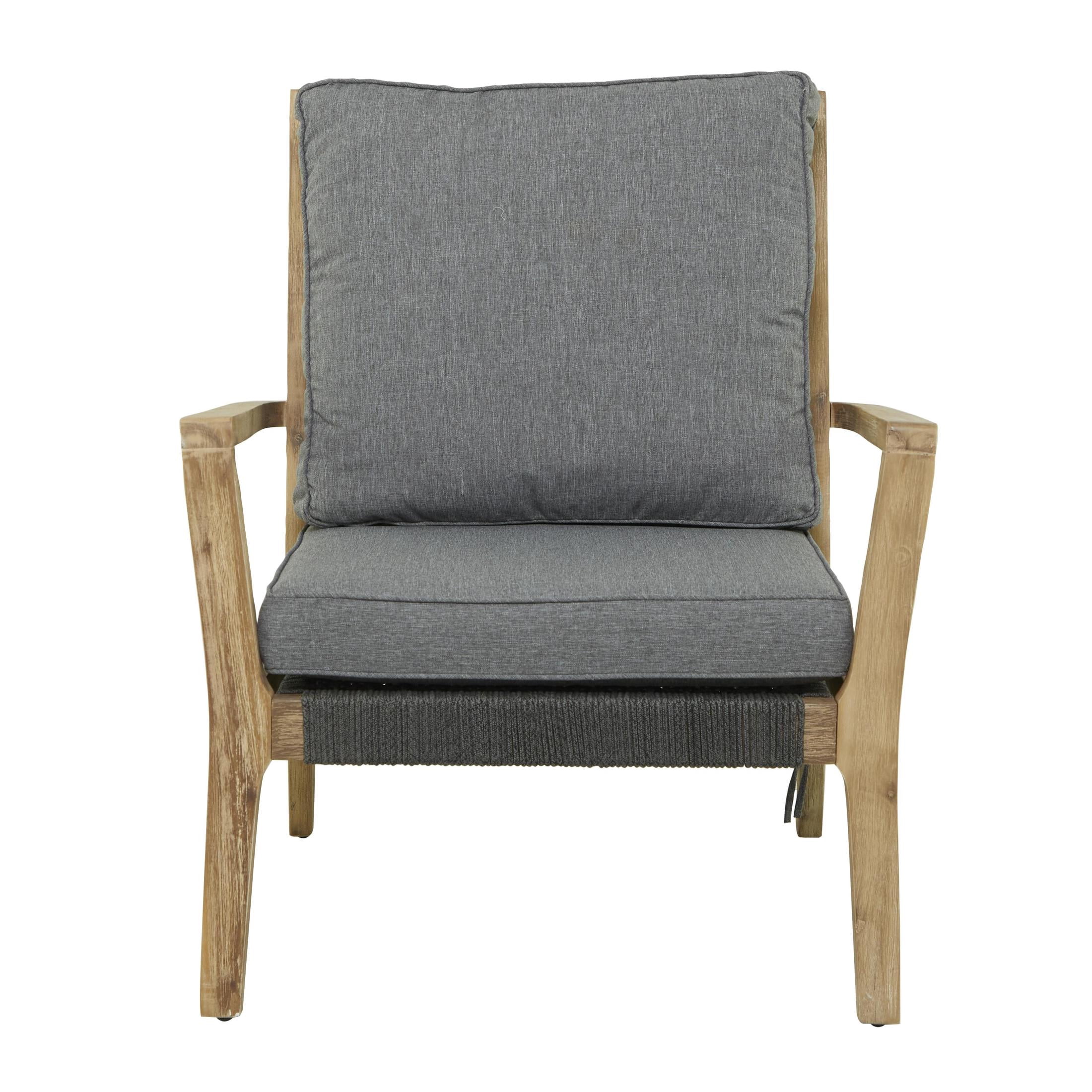 DecMode Wood Outdoor Chair with Cushions - Brown