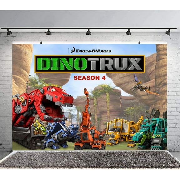 dinotrux Backdrop Banner Party Supplies Poster Movie Theme Background for Photography Kids Birthday Decorations