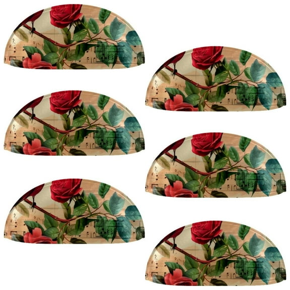 PhooArto 6 Pcs Cup Drawer Pulls, Vintage Music Notes Bird Roses Shell Shape Handles Cabinet Knobs for Dresser Cupboard Closet Wardrobe with Screws