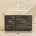 thumbnail image 2 of BELLEZE 6 Drawer Dresser for Bedroom and Closet, 54" Mid-Century Modern Wood Chest of Drawers, Wide Storage Organizer Cabinet for Living Room, Hallway, or Apartment, Brown, 2 of 7