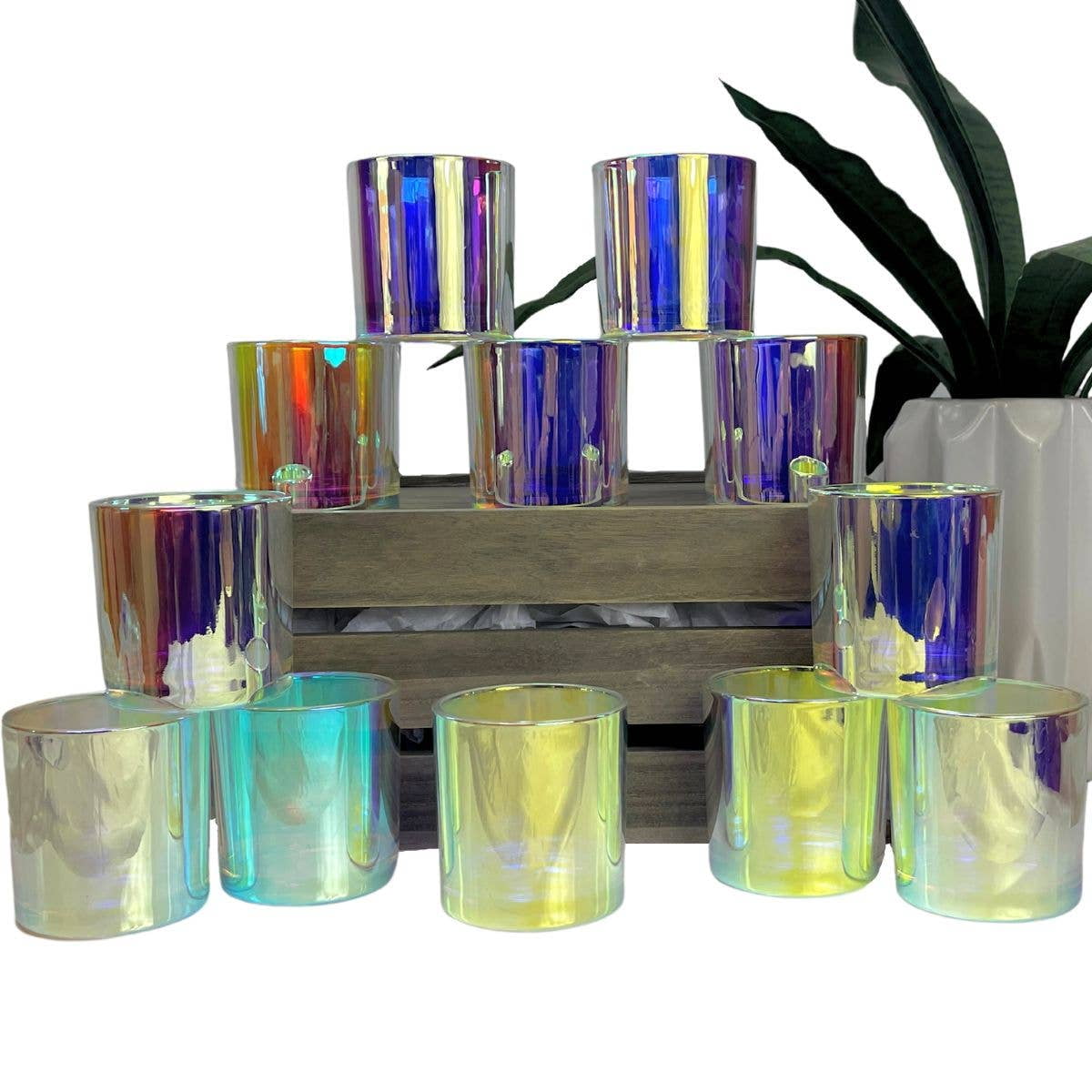 9.5 oz. Monticiano Iridescent Chromaflair Empty Candle Jar candle vessels for DIY candle-making projects (Box of 48)