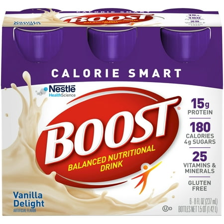 16 Boost - Boost Calorie Smart Balanced Nutrition Drink Vanilla Delight, 8 fl oz Bottles, 6 Count
