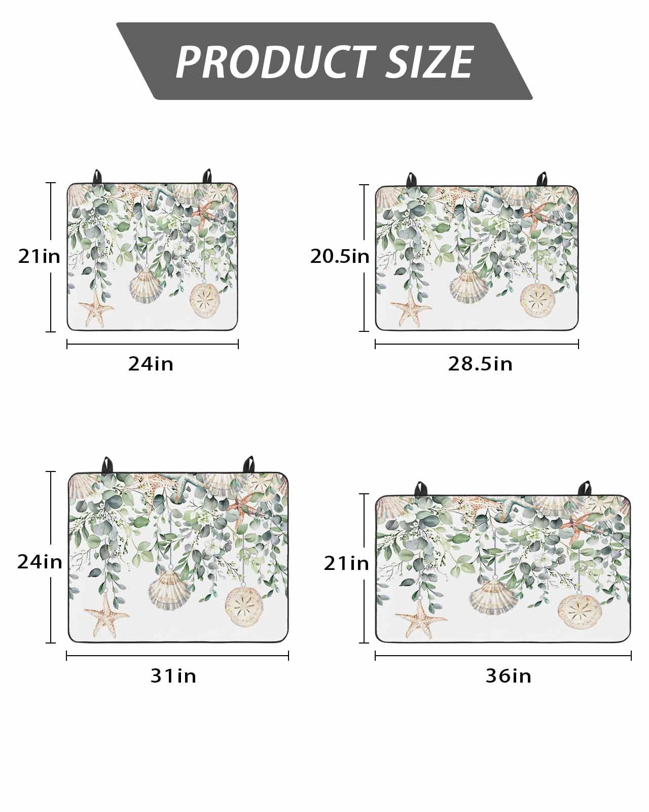 Stove Top Covers for Electric Stove, Green Coastal Glass Stovetop Cover Protector, Eucalyptus Leaves Summer Beach Starfish Induction Cooktop Protector Oven Mat for Kitchen Countertop 36"x21"