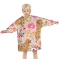 thumbnail image 3 of Golden Retriever with Flowers Blanket Hoodies for Kids 6-13YR Oversize Wearable Blanket Hoodies for Boys Girls Teens, 3 of 7