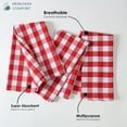 thumbnail image 3 of HEIRLOOM COMFORT Multicolor Gingham Checked Napkins Set of 6, 18x18 Inch, 100% Cotton, Soft, Absorbent & Durable, Reusable Table Dinner Napkins for Wedding, Picnic, Everyday Dining - Red and White, 3 of 6