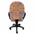 thumbnail image 3 of Mandala Office Chair Slipcover, Floral Pattern with Symmetrical Elements Design Eastern, Protective Stretch Decorative Fabric Cover, Standard Size, Yellow Orange, by Ambesonne, 3 of 5