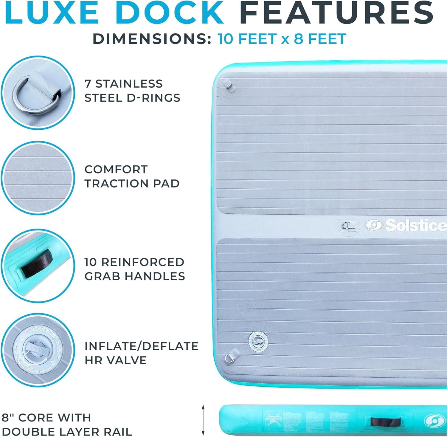 Swimline Inflatable Luxe Dock with Traction Pad and Ladder - 10' x 8'