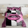 thumbnail image 2 of jejeloiu Jungle Cheetah Pattern Queen Comforter Set,Black Pink White Bedding Comforter Set For Teens Reversible 3pcs, 2 of 8