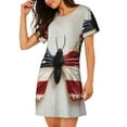thumbnail image 2 of Haiem American Flag Butterfly Wall Print Women’s Short-sleeved Nightdress – Comfortable and Loose-Fit Sleepwear, Soft Cotton Sleep Shirt for Relaxing, Casual Nightdress, 2 of 6
