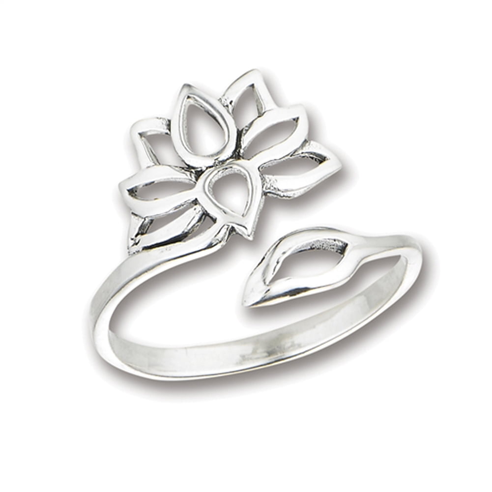 Solid 925 Sterling Silver Three Angels Adjustable Spoon Ring