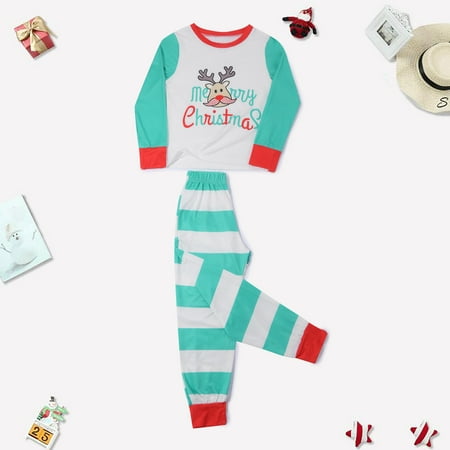 

women Christmas pajamas for family matching outfits son daughter sets soft Green Boys Girls Christmas Fashion Cute Print Top Pants Suit Family Parent-child Wear Kid