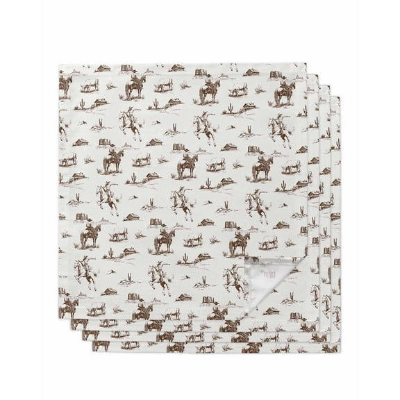 Hokiten Kitchen Dinner Napkins Set of 4 Brown Western Cowboy Cloth Napkins Reusable Washable Table Napkins for Weddings Cocktail Parties Holiday Table Decor 20x20 Inch