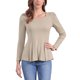 thumbnail image 1 of CAMISAS DE MUJER CHIC INSPIRADORAS DE MANGA LARGA CON ESCOTE EN FORMA DE CULLERA, CAMISETAS CASUAL PEPLUM XS CAQUI, 1 of 6