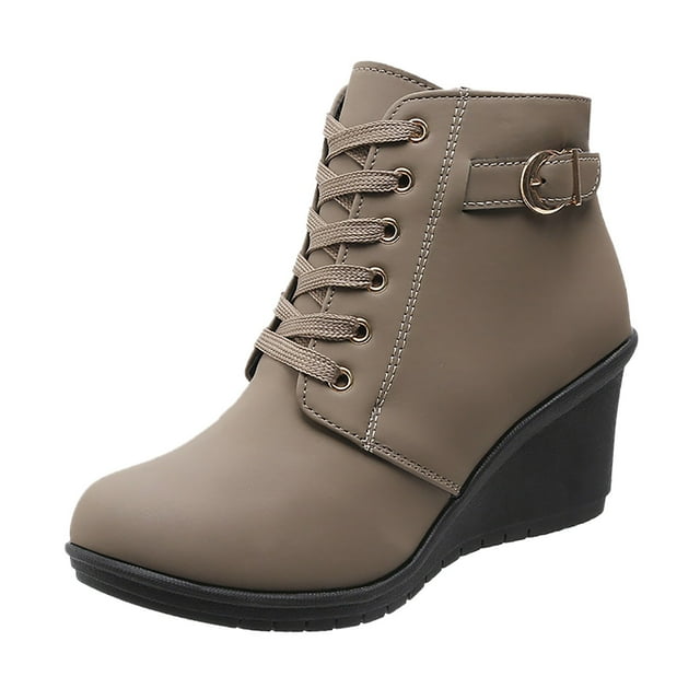 Bottines Mode pour Femmes avec Talon Bas Talon Compensé Plateforme Dentelle Bottines et Largeur Grand pour Femmes Confortables Chaudes Élégantes Talon pour Femmes Dentelle pour Femmes