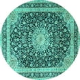 thumbnail image 1 of Ahgly Company Indoor Round Persian Turquoise Blue Traditional Area Rugs, 4' Round, 1 of 4