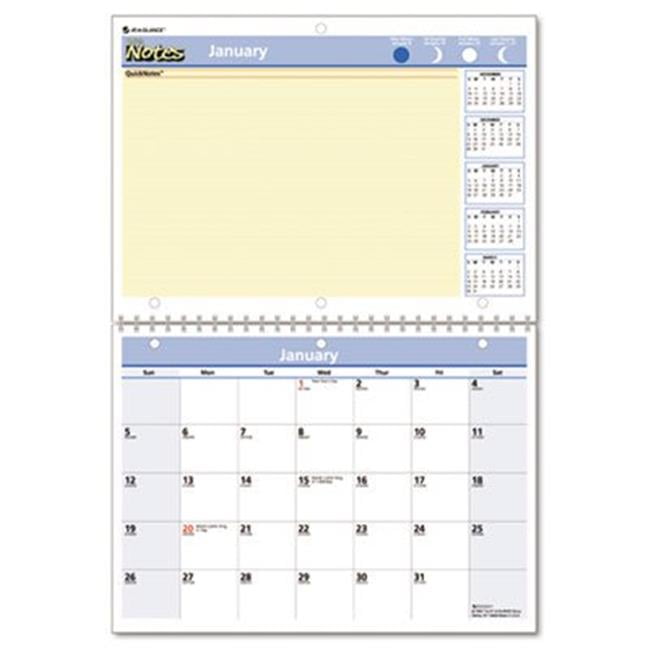 AtAGlance PM5028 QuickNotes Desk/Wall Monthly Calendar Wirebound 11 x