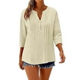 thumbnail image 5 of Mceream Womens Linen Button Down Shirts Oversized 3/4 Sleeve Casual Loose Fit V Neck Blouses Summer Boho Tops Plus Size Blusas De Lino Para Mujer Khaki XXL, 5 of 6