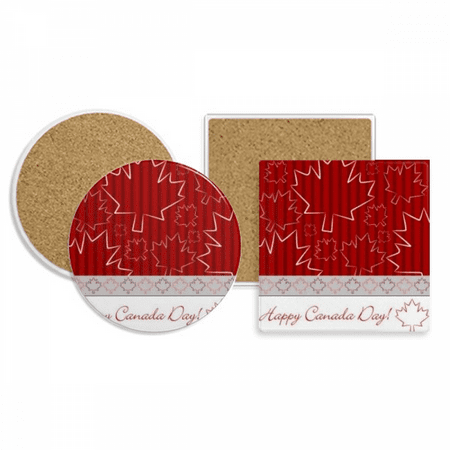 

Maple 4th Of July Happy Canada Day Coaster Cup Mug Holder Absorbent Stone Cork Base Set