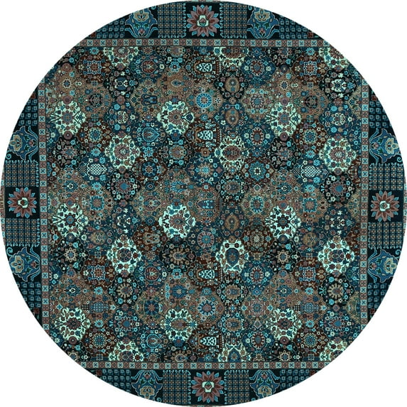 Ahgly Company Indoor Round Persian Light Blue Traditional Area Rugs, 3' Round