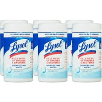 LYSOL Brand Disinfecting Wipes, 1-Ply, 7 x 7.25, Crisp Linen, White, 80 Wipes/Canister, 6 Canisters/Carton