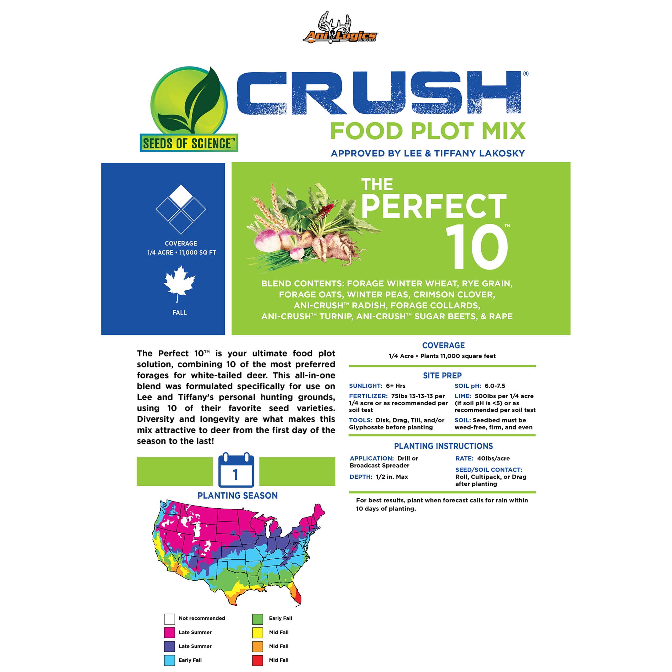 Ani-Logics Outdoors Crush Perfect 10 Food Plot 10lb Bag