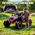 thumbnail image 3 of Xuanlur 24V Ride on Toys for Big Kids, 2 Seater Electric Car w/Parents Remote Control, 4 Wheel Suspension, Max 8MPH, Slow Start, 2X200W Motors, Bluetooth, Music, LED, Ride on UTV for Ages 3-6, Pink, 3 of 7