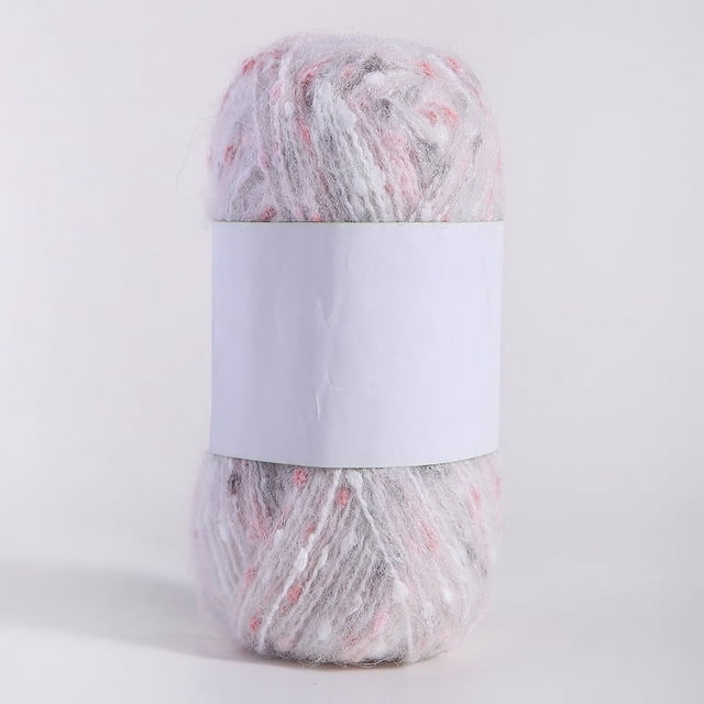 Nvzi Hilo de mohair de 200 g con puntos de colores, hilo suave para tejer a mano, crochet, para bufandas, chales y manualidades, color blanco A