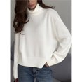 thumbnail image 4 of Suéter de Cuello Alto para Mujer, Jersey de Punto Grueso de Larga, Jersey Básico de Moda para Otoño e Invierno. Marfil L, 4 of 9