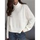 thumbnail image 4 of Suéter de Cuello Alto para Mujer, Jersey de Punto Grueso de Larga, Jersey Básico de Moda para Otoño e Invierno. Marfil L, 4 of 9