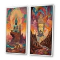 thumbnail image 3 of Designart "Psychedelic Buddha Amidst Mountain Serenity III" Buddhism Framed Wall Art Set Of 2 - Traditional Pink Frame Gallery Set For Office Decor, 3 of 6