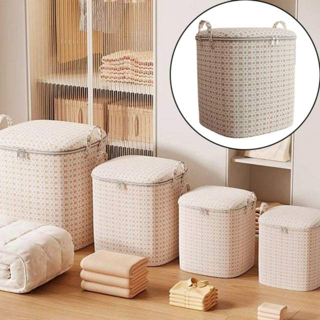 WHEANG Clearance Large Blanket Storage Heavy Duty Mobile Bag With Zipper and Reinforced Handling Container Closet Organizer and Storage Mobile Bag for Bedding