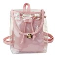 thumbnail image 2 of Transparent Backpack, Vinyl Handbag with Opaque Pvc Panel, Multipurpose Travel Bag for Concerts, Stadium Events, and Beach Outings, Pink Jelly Shoulder Bag, by FAJHHA, 2 of 8
