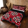 thumbnail image 3 of Manfei Aztec Tribal Full Size Comforter Sets, Geometric Diamond Bedding Comforter Set, Red Black Cream, Black Reversible 3 Pieces, 1 Comforter and 2 Pillowcases, 3 of 6
