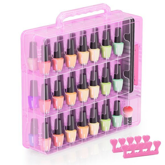 Estuche organizador de esmaltes de uñas Beloving para 48 botellas, color rosa