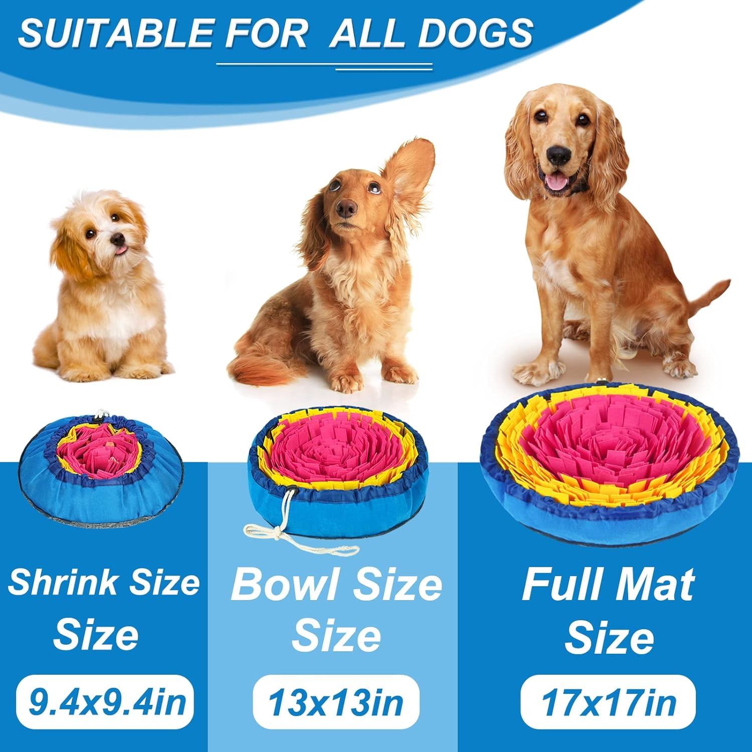Snuffle Mat for Dogs, Interactive Dog Enrichment Toys for Boredom and Mental Stimulation, Adjustable Sniff Mat for Slow Eating and Keep Busy (Red & Yellow)