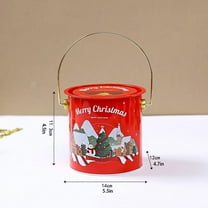 HomeDM Christmas Buckets Round Metal Xmas Candy Cookie Containers with Lid Gift for Christmas Party Home Kitchen Table Centerpieces Storage Decor